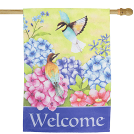 Northlight Welcome Floral Hummingbird Outdoor House Flag