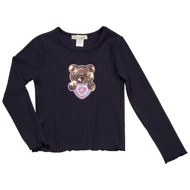 Girls (7-12) Dream Girl Long Sleeve Bear Heart Baby Tee