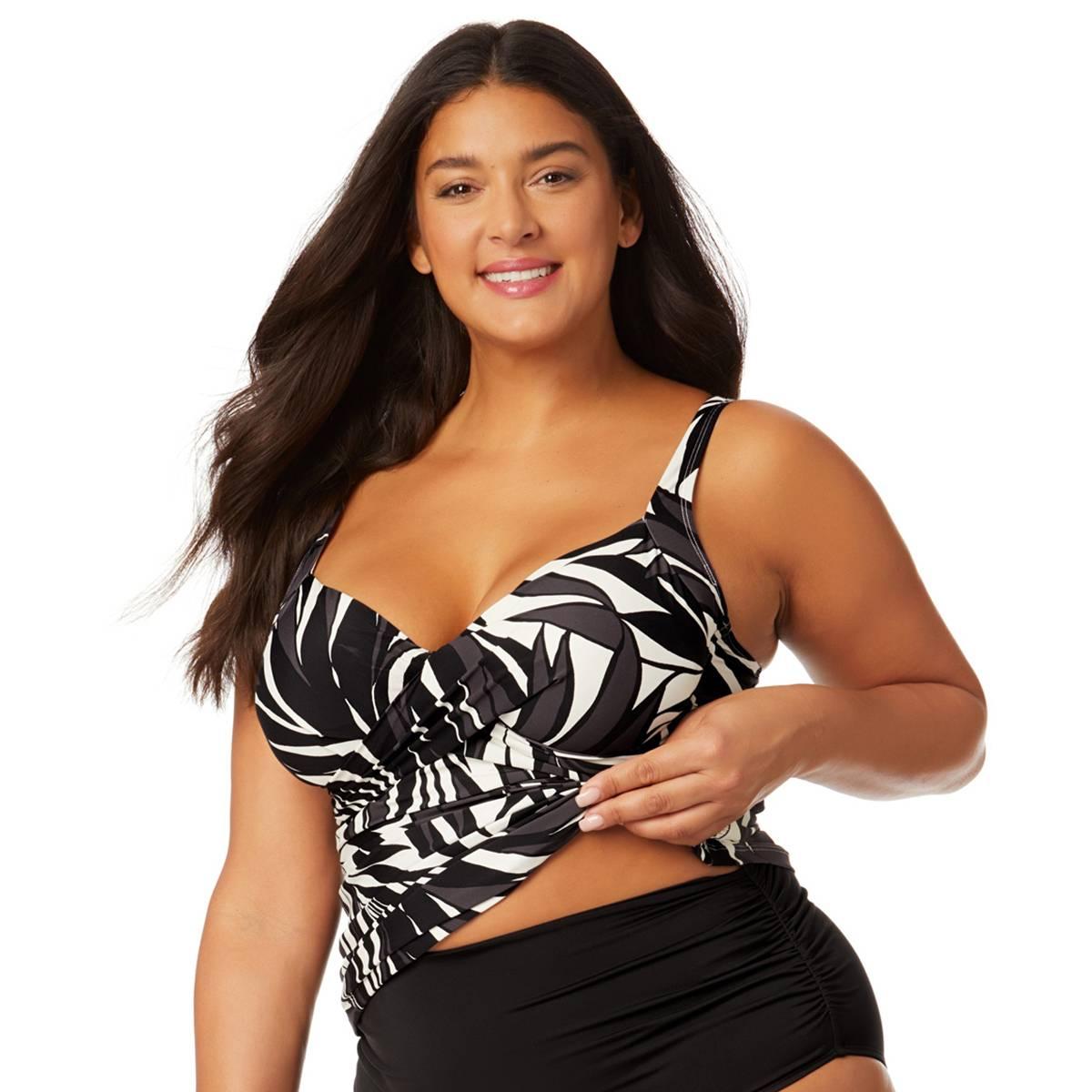 Plus Size Anne Cole Palm Chic Underwire Tankini Swim Top