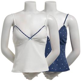 Juniors Pink Rose 2pk Thermal V-Neck Babydoll Camisoles - Navy