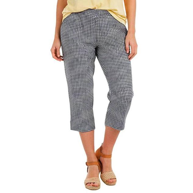 Womens Emily Daniels Pull On Gingham Side Slit Capris