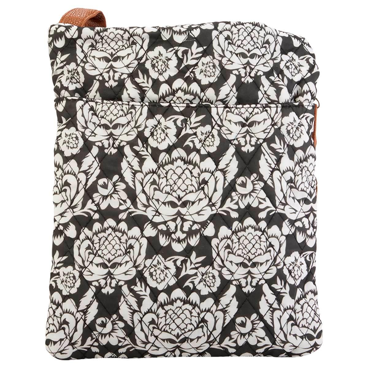 Stone Mountain Quilted Lockport Floral Crossbody - Black/White