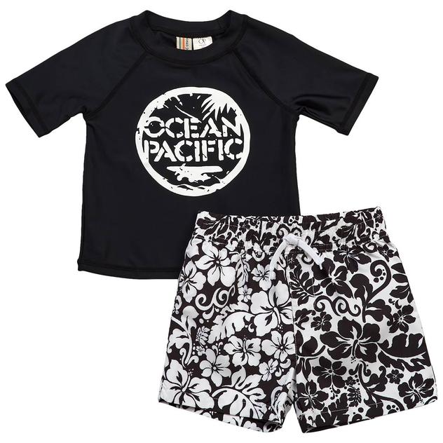Toddler Boy Ocean Pacific 2pc. Rash Guard Swim Set - Black