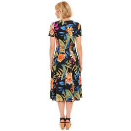 Womens Sami & Jo Short Sleeve Keyhole Neck Floral A-Line Dress