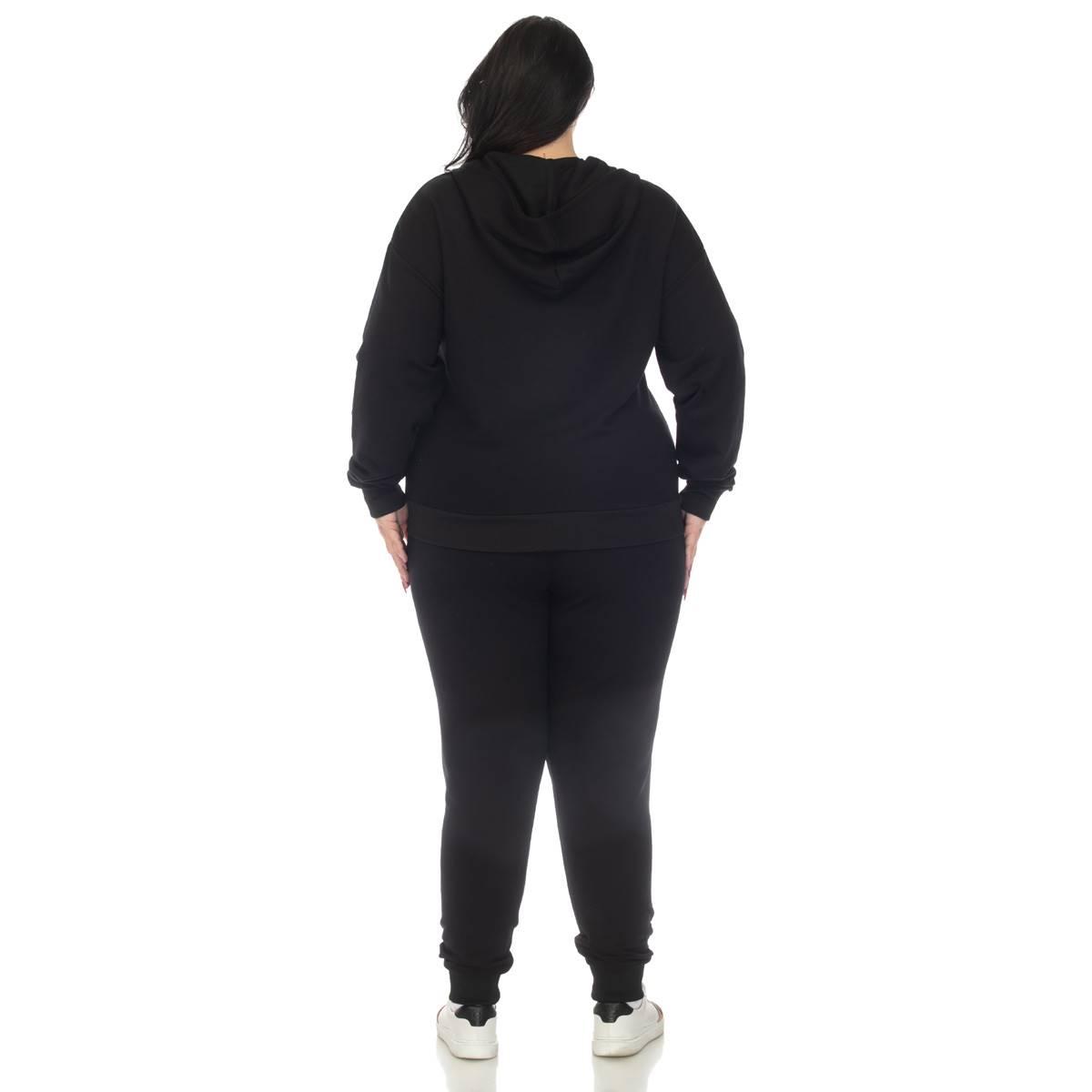 Plus Size White Mark 2pc. Velour Sweatsuit w/ Faux Leather Stripe