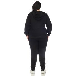 Plus Size White Mark 2pc. Velour Sweatsuit w/ Faux Leather Stripe