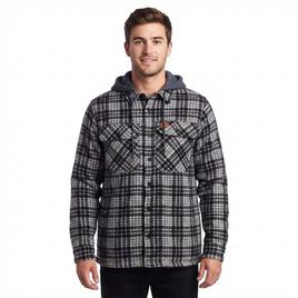 Mens Mountain Ridge Plaid Polar Fleece Jacket - New Black Grey