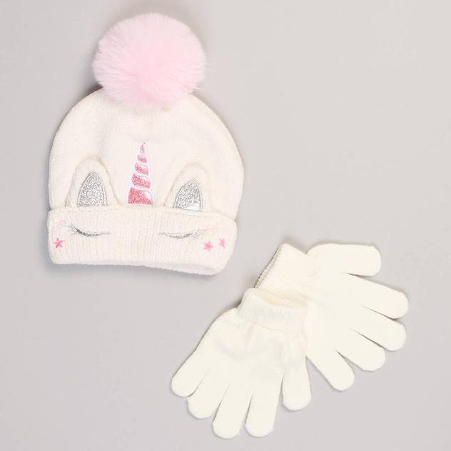 Girls Capelli® New York Unicorn Chenille Beanie W/ Gloves Set