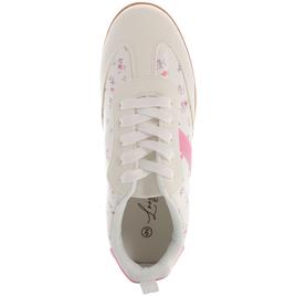 Womens Love 83 White/Pink Floral Fashion Sneakers