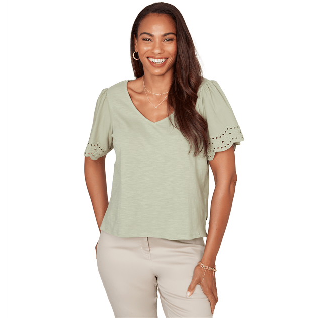 Petite Ruby Rd. Seas The Day Short Flutter Sleeve Blouse