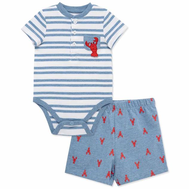 Baby Boy (3-12M) Little Me® Lobster Bodysuit & Short Set
