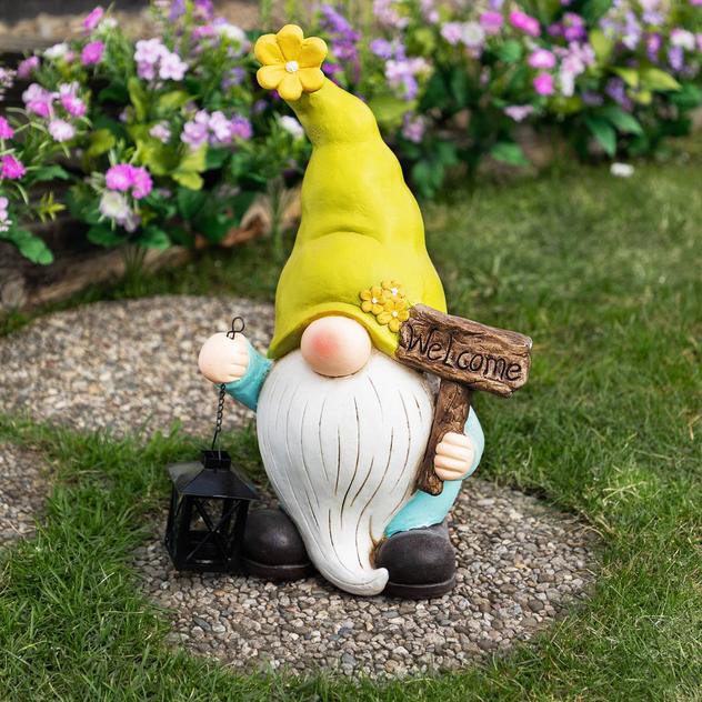 Northlight Welcome Gnome w/ Lantern Garden Stake