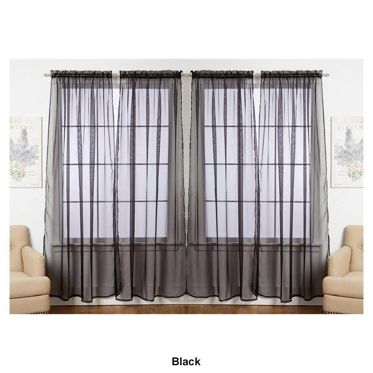 J&V Textiles Sheer Rod Pocket Curtain Panels
