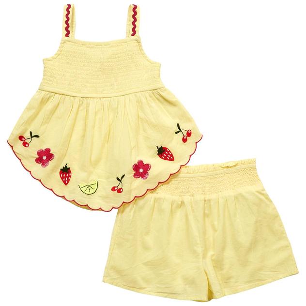 Girls (4-6x) Kiwi Floral/Fruit Smocked Top w/ Shorts Set