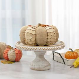 Northlight Autumn Harvest Burlap & Wood Pumpkin Decoration