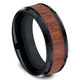 Mens Endless Affection™ 8mm Black Cobalt Rosewood Inlay Band