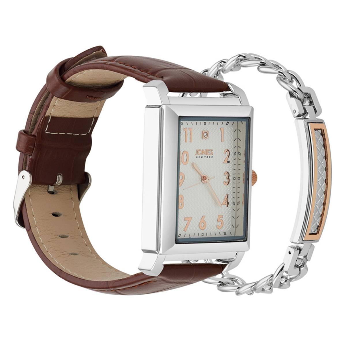 Mens Jones New York Silver-Tone Watch/Bracelet Set - 9782S-42-B16