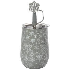 Gourmet Home Stainless Steel Glitter Star Wine Tumbler with Straw