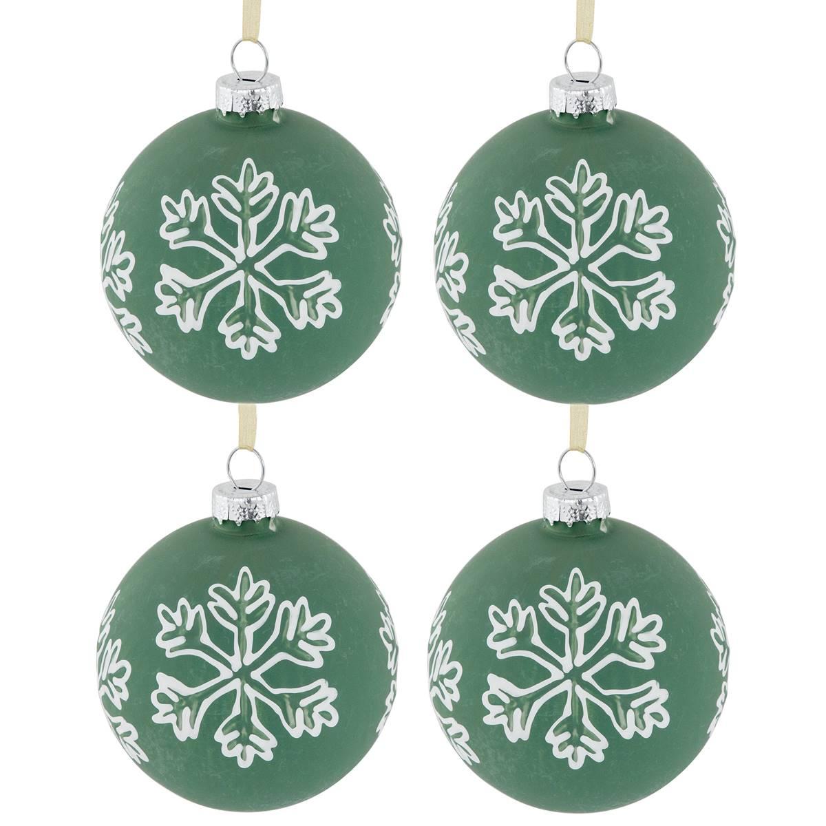 Northlight Seasonal 4ct. White Snowflake Christmas Ball Ornaments