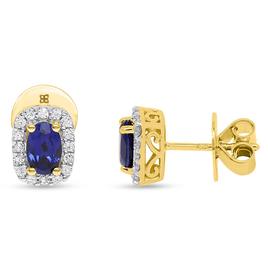 Gemstone Classics(tm) Created Sapphire & 1/4ctw. Lab Grown Earrings