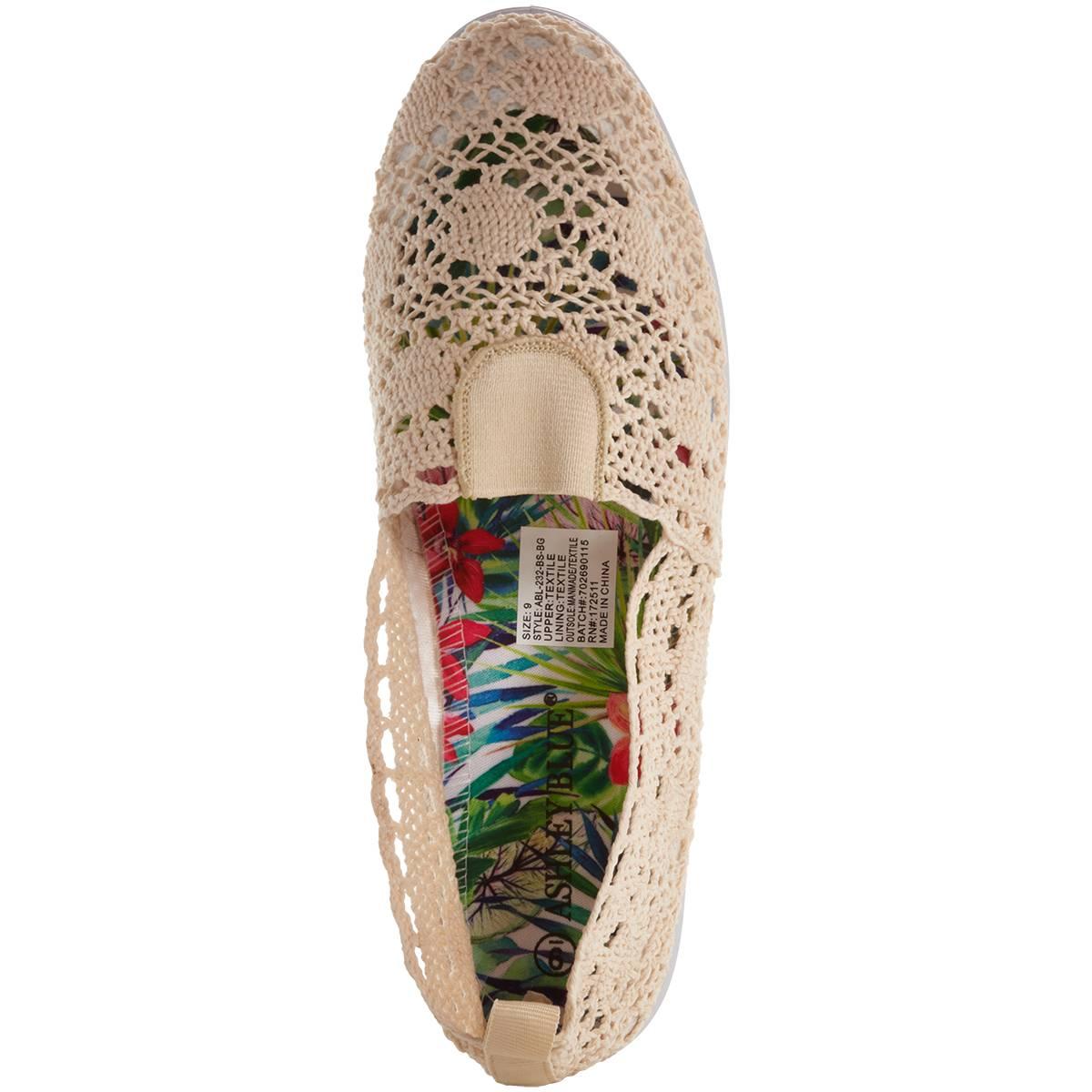 Womens Ashley Blue Crochet Slip On Flats