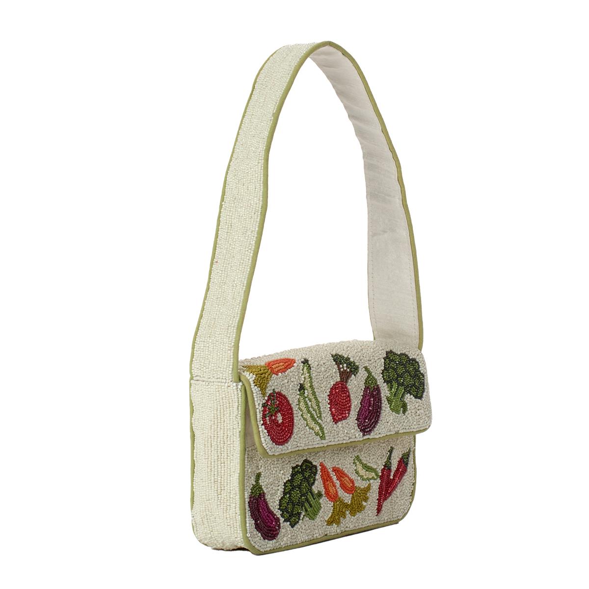SOL and MER Beaded Mixed Veggies Baguette Shoulder Bag