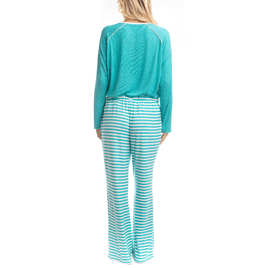 Womens Goodnight Kiss Cherry & Merry Stripe Henley Pajama Set