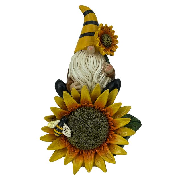 Resin Gnome Sitting on a Sunflower