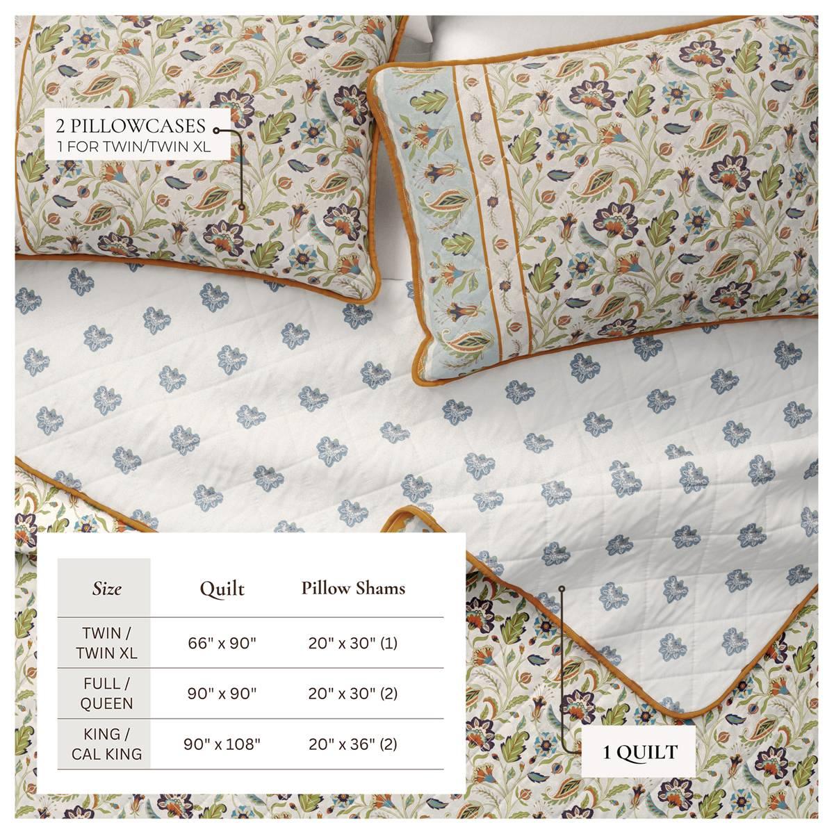 FreshFolds Indira 3pc. Reversible Floral Bordered Quilt Set
