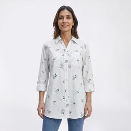 Plus Size Emily Daniels 3/4 Sleeve Floral Branch Button Down