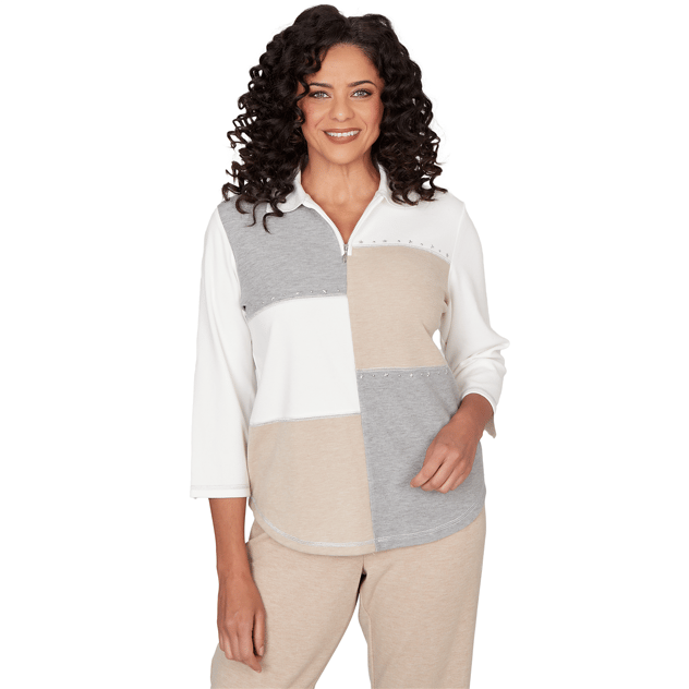 Womens Alfred Dunner Comfort & Joy Color Block Sweater