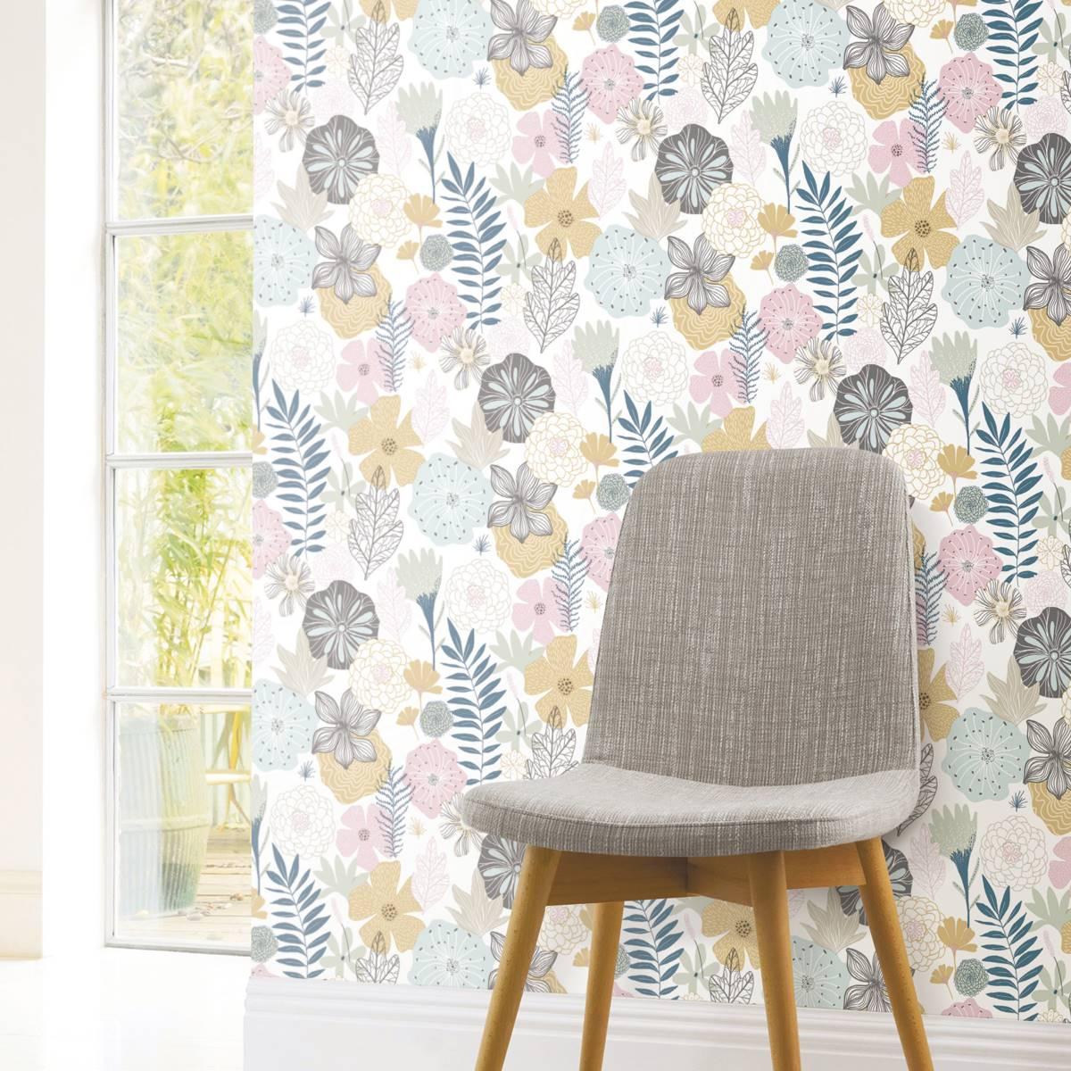 RoomMates® Pink Perennial Blooms Peel & Stick Wallpaper