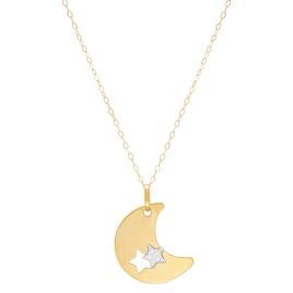 Gold Classics™ Moon with Cut-Out Star on Cable Chain Pendant