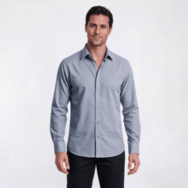 Mens Bill Blass Houndstooth Modern Fit Light Blue Dress Shirt