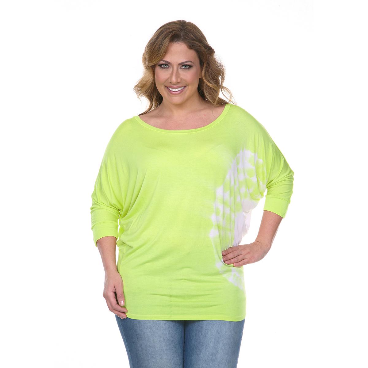 Plus Size White Mark Tie Dye Tee - Green