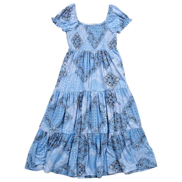 Girls (7-16) No Comment Smocked Paisley Print Dress