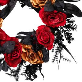 Northlight Seasonal 22in. Unlit Red & Gold Rose Halloween Wreath