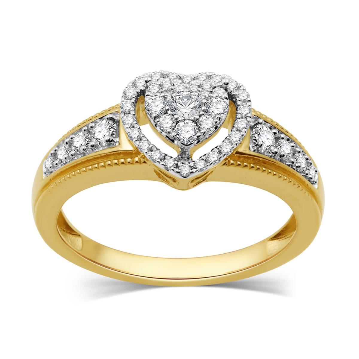 Eternal Promise(tm) Two-Tone 3/8cttw. Diamond Heart Cluster Ring
