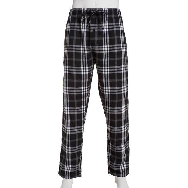 Mens Preswick & Moore® Flannel Plaid Sleep Pants - Black/White