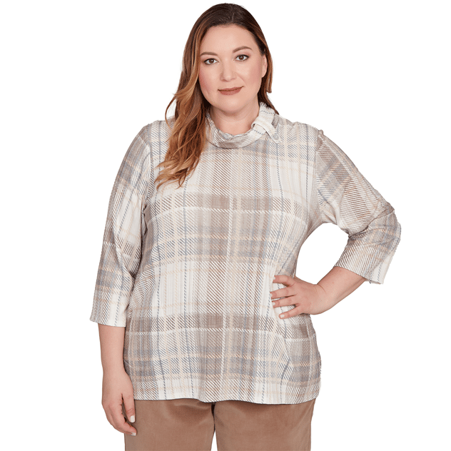 Plus Size Alfred Dunner Vienna Cowl Neck Plaid Sweater