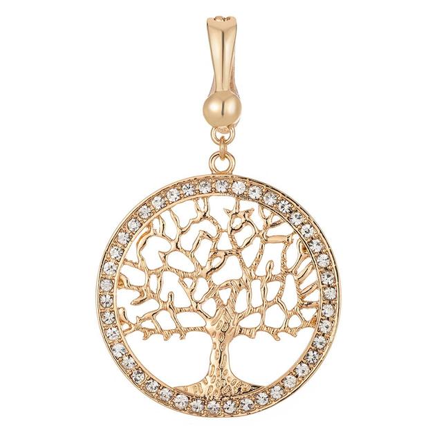 Wearable Art Clear Glass Bezel Tree of Life Enhancer Pendant