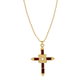 Symbols of Faith 14kt. Gold Dipped Red Crystal Cross Pendant