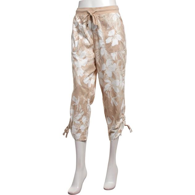 Womens da-sh Drawstring Waistband Side Tie Tropical Capris