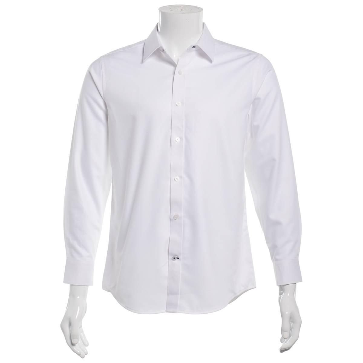 Mens Tom Baine Slim Fit Bamboo Jacquard Dress Shirt - White