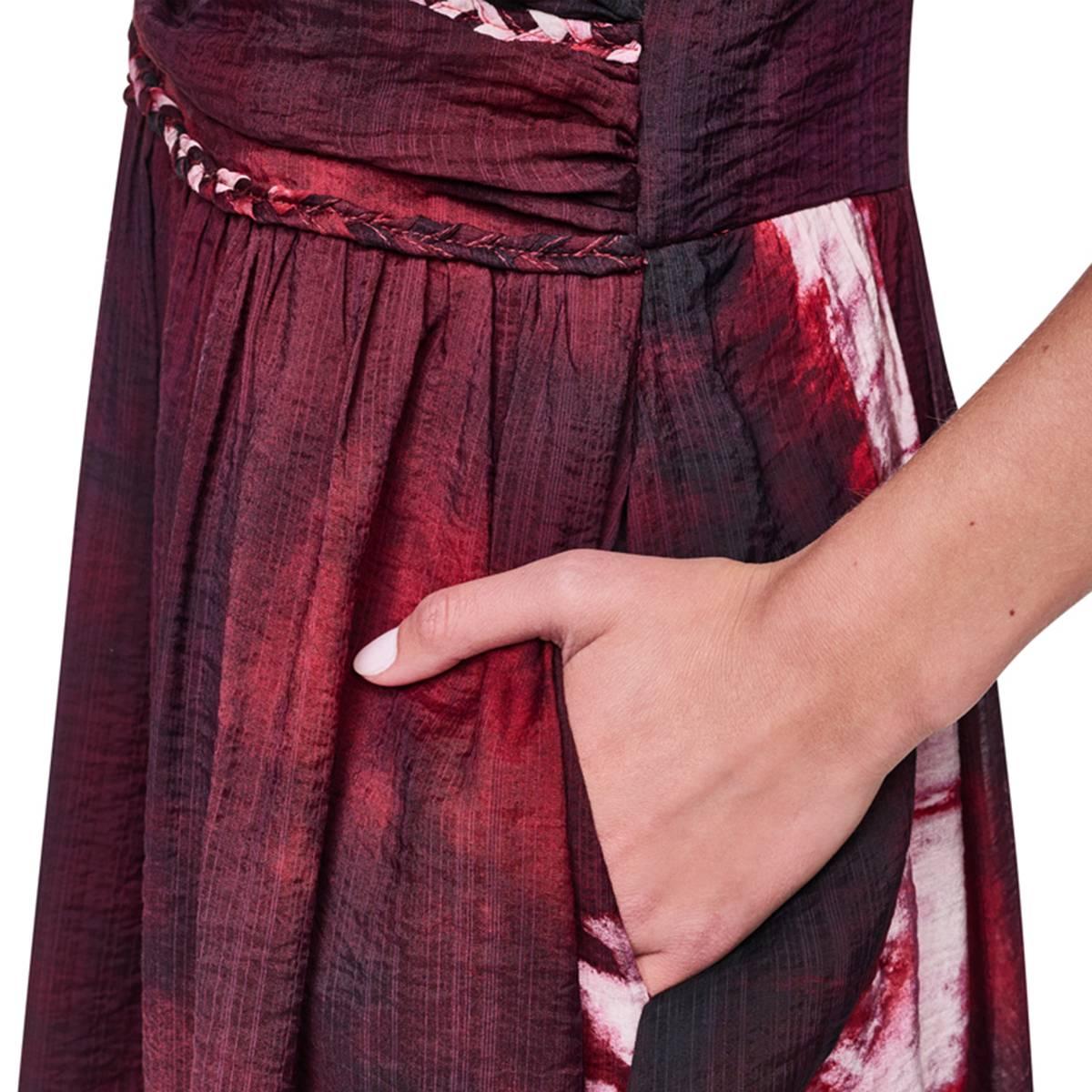 Womens DKNY Sleeveless V Neck Firework Tie Dye Midi Dress