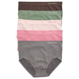 Womens Laura Ashley 5Pk Lightweight Seamless Full Brief w/ Logo
