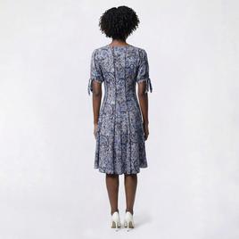 Womens Sami & Jo Short Puff Tie Sleeve Paisley A-Line Dress