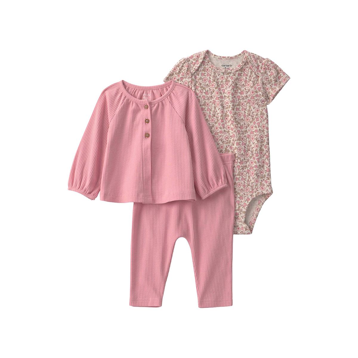 Baby Girl (NB-12M) Carter''s(R) 3pc. Floral Onesie/Pants Set