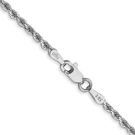 Unisex Gold Classics(tm) 2mm. White Gold Diamond Cut Rope Necklace