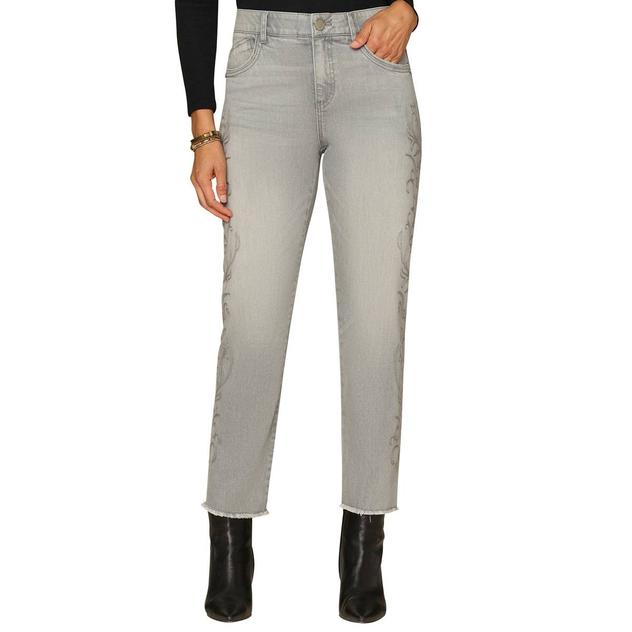 Womens Democracy “Ab”solution® High Rise Floral Embroidery Jeans